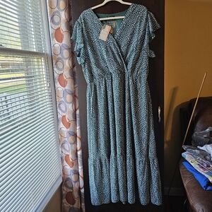 NWT BTFBM Green And White Polka Dot Dress
